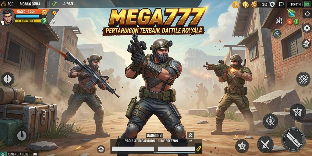 Screenshot gameplay MEGA777 dengan aksi Battle Royale yang intens.