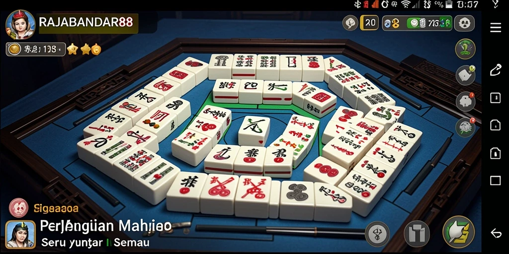 Tampilan gameplay menegangkan dari RAJABANDAR88 saat bermain Mahjong.
