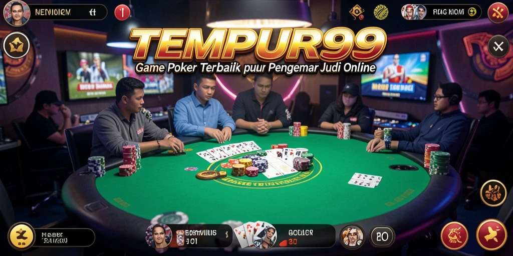 Tampilan utama TEMPUR99 menampilkan tabel poker yang seru dan interaktif.
