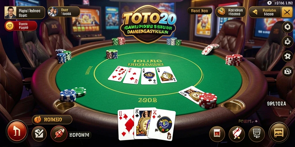 Tampilan gameplay menarik dari TOTO20 dengan suasana meja poker.