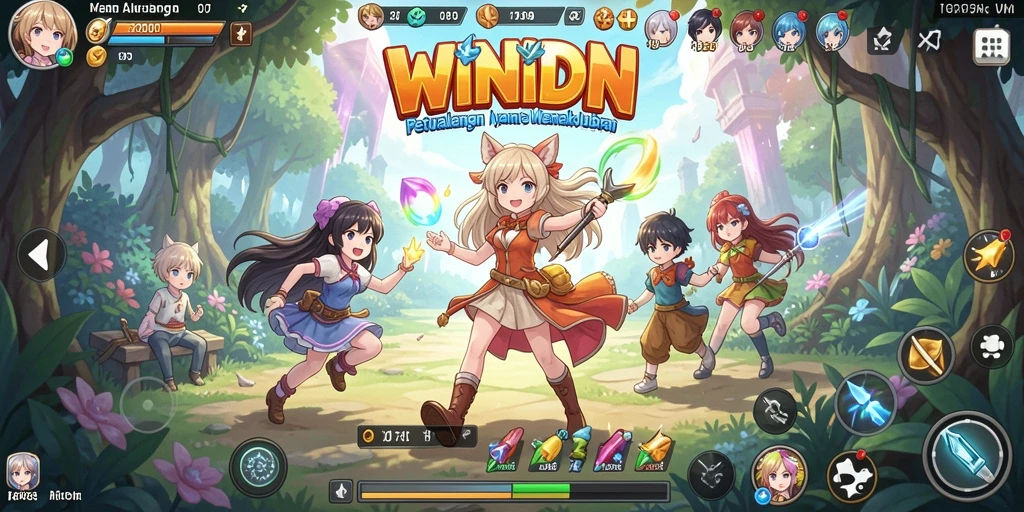 Screenshot gameplay WINIDN menampilkan pertarungan karakter Anime yang mendebarkan.